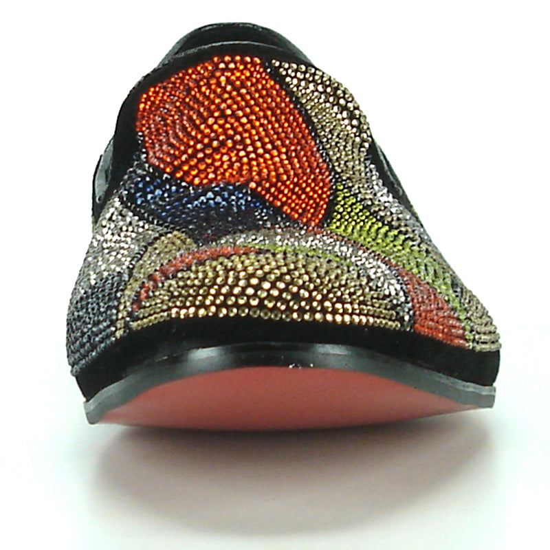 FI-7068 Black Suede With Multi Color Rhinestone Fiesso by Aurelio Garcia