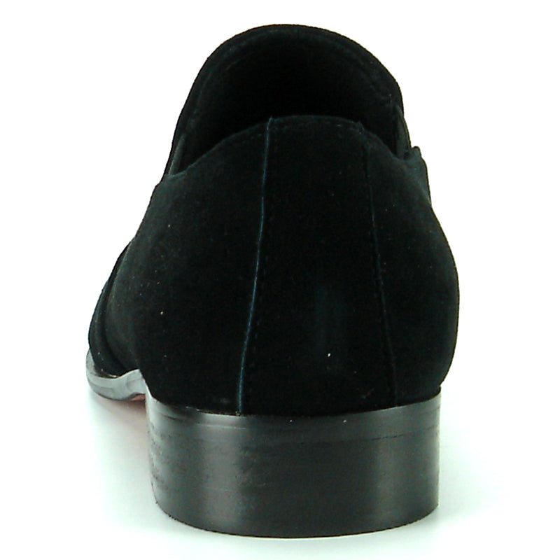 FI-7085 Black Suede with Embroidered Rose Slip on Fiesso by Aurelio Garcia