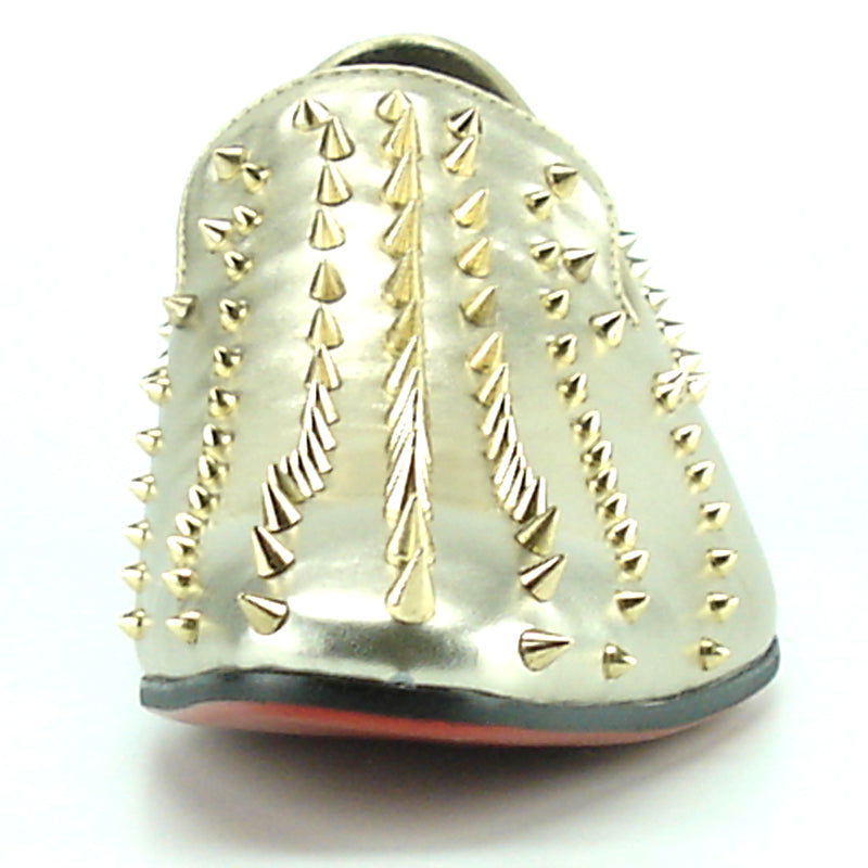 FI-7107 Gold Leather with Gold Spike Slip on Loafer Fiesso by Aurelio Garcia