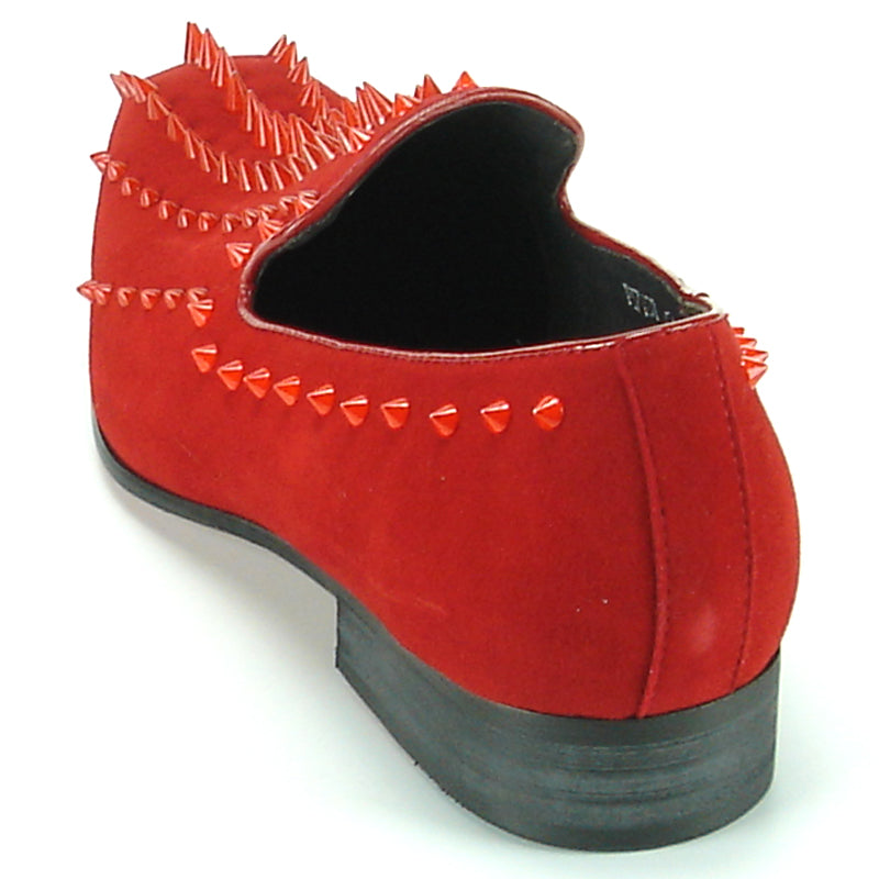 FI-7107 Red Suede with Red Spike Slip on Loafer Fiesso by Aurelio Garcia