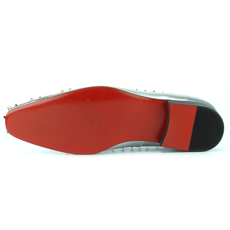 FI-7107 Silver Leather with Silver Spike Slip on Loafer Fiesso by Aurelio Garcia