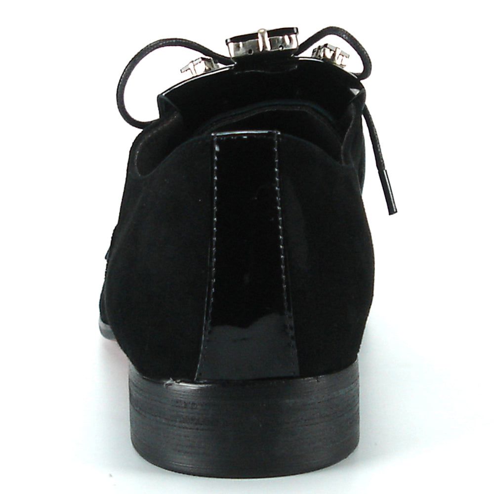 FI-7111 Black Patent over Back Suede Blue Stone Lace up