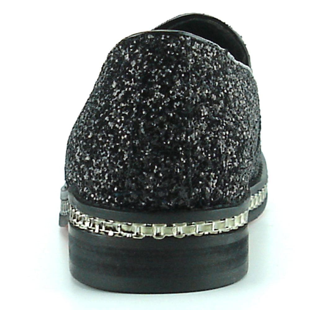 FI-7118 Black Glitter Slip on Loafer Fiesso by Aurelio Garcia