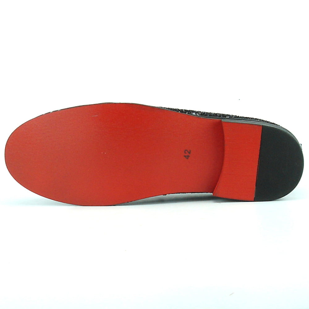 FI-7118 Black Glitter Slip on Loafer Fiesso by Aurelio Garcia