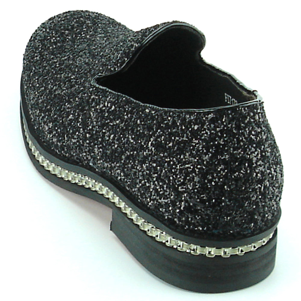 FI-7118 Black Glitter Slip on Loafer Fiesso by Aurelio Garcia