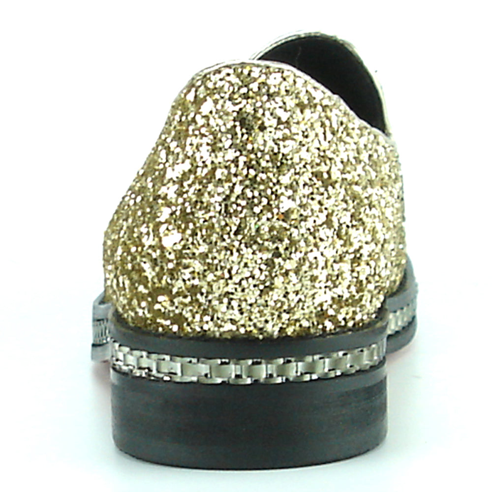 FI-7118 Gold Glitter Slip on Loafer Fiesso by Aurelio Garcia