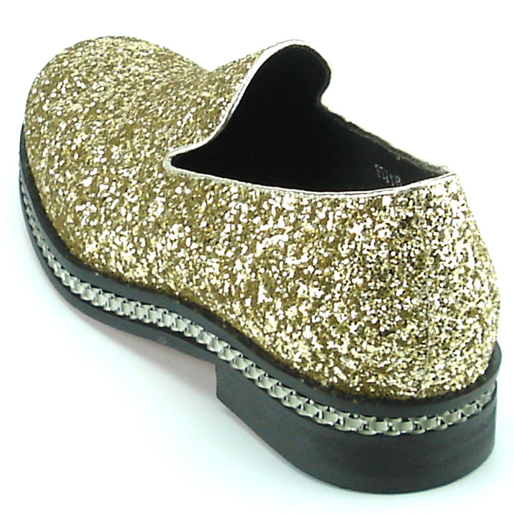 FI-7118 Gold Glitter Slip on Loafer Fiesso by Aurelio Garcia