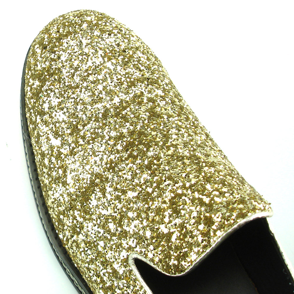 FI-7118 Gold Glitter Slip on Loafer Fiesso by Aurelio Garcia