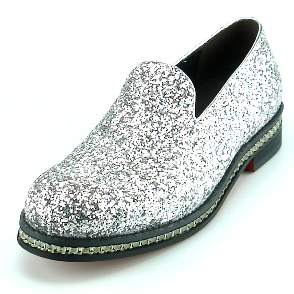 FI-7118 Silver Glitter Slip on Loafer Fiesso by Aurelio Garcia