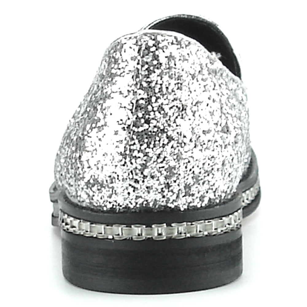 FI-7118 Silver Glitter Slip on Loafer Fiesso by Aurelio Garcia