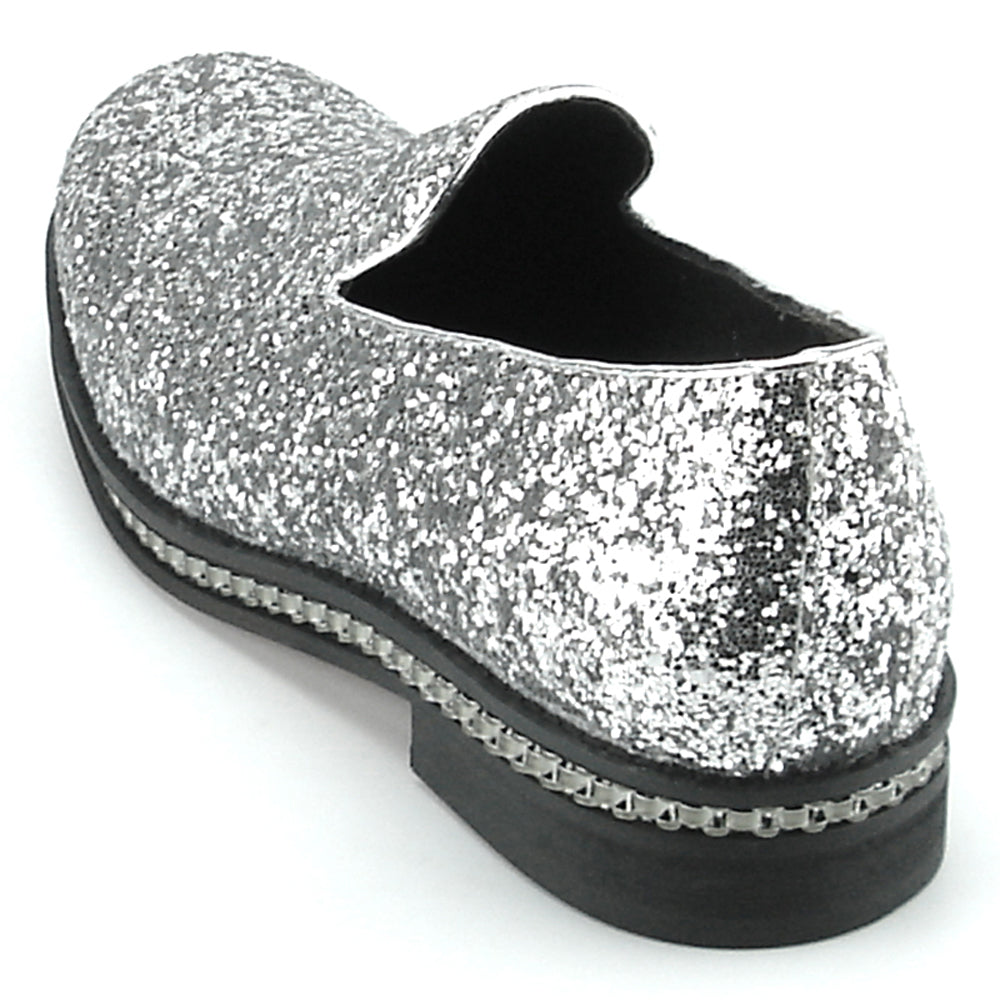 FI-7118 Silver Glitter Slip on Loafer Fiesso by Aurelio Garcia