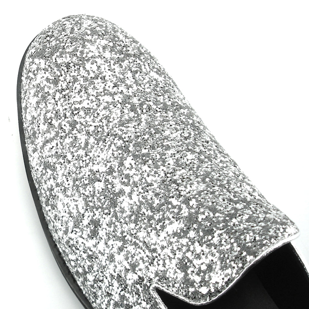 FI-7118 Silver Glitter Slip on Loafer Fiesso by Aurelio Garcia
