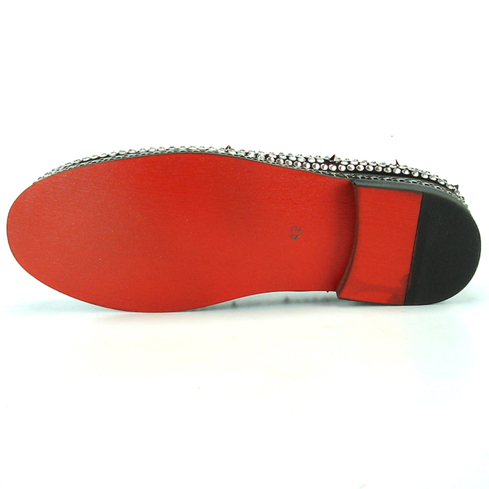 FI-7119 Black - Spikes and Rhinestones Fiesso by Aurelio Garcia Suede Slip on