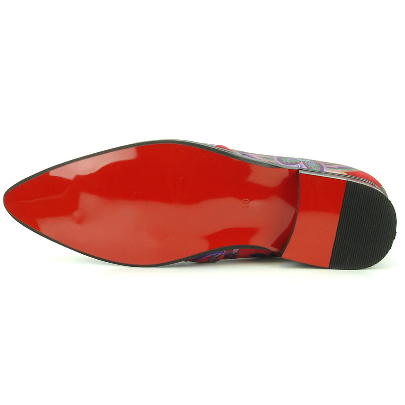 FI-7133 Red Floral Designs Loafer With Metal Tip Fiesso by Aurelio Garcia