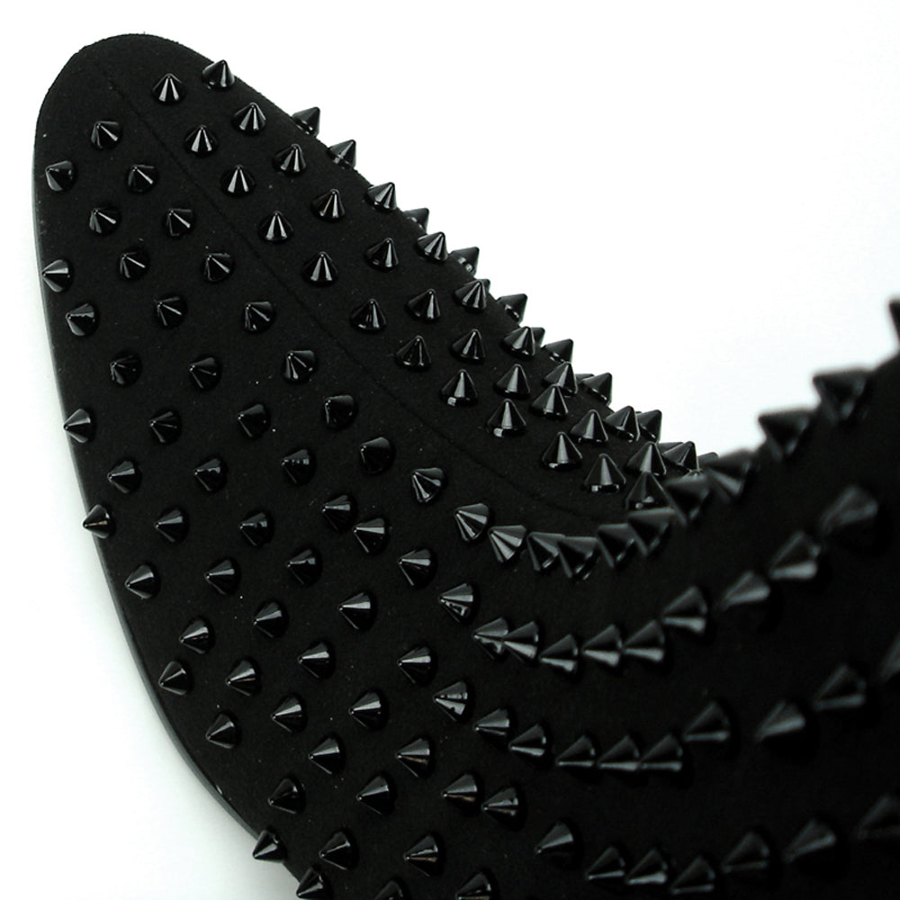 FI-7142 Black Suede Black Spikes Cuban Heel Fiesso by Aurelio Garcia Boot with Side Zipper