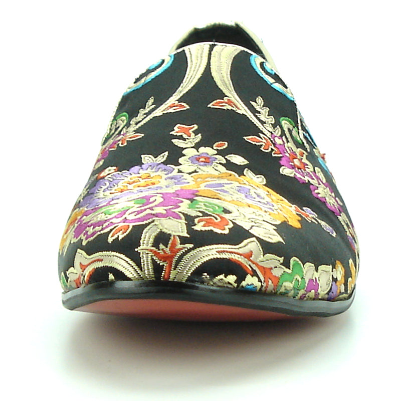 FI-7151 Black Floral Designs Loafer Fiesso by Aurelio Garcia