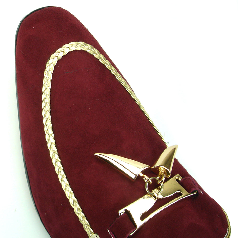 FI-7157 Burgundy Suede with Gold Metal Tassel Fiesso by Aurelio Garcia