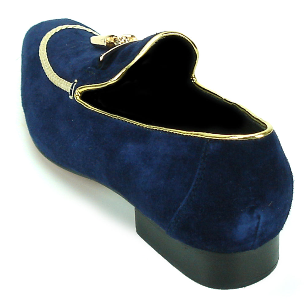 FI-7157 Navy Suede with Gold Metal Tassel Fiesso by Aurelio Garcia
