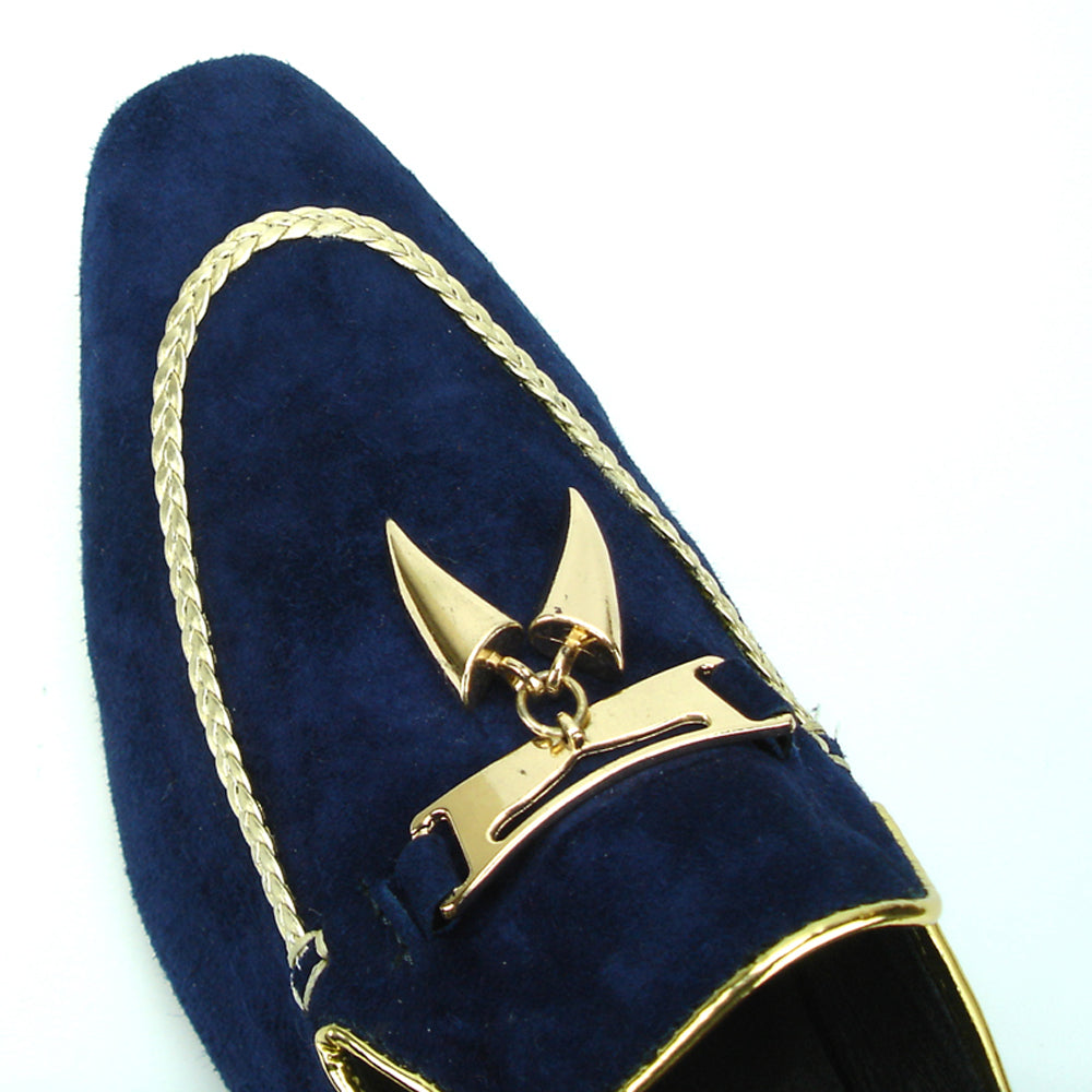 FI-7157 Navy Suede with Gold Metal Tassel Fiesso by Aurelio Garcia