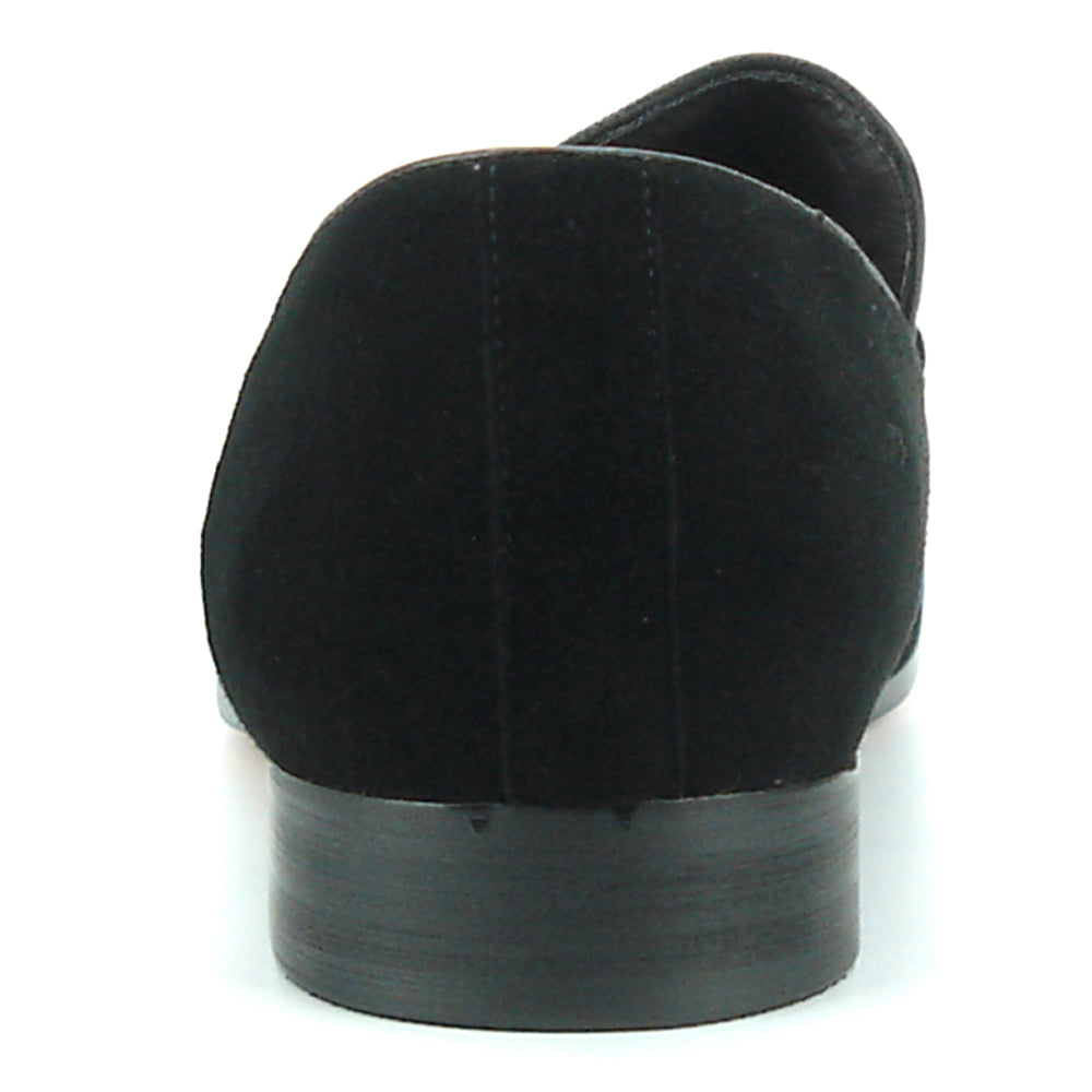 FI-7191 Black Suede Fiesso by Aurelio Garcia with Silver Chain Slip on Loafer