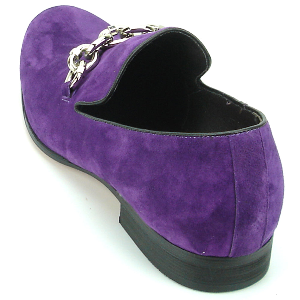 FI-7191 Purple Suede Fiesso by Aurelio Garcia with Silver Chain Slip on Loafer