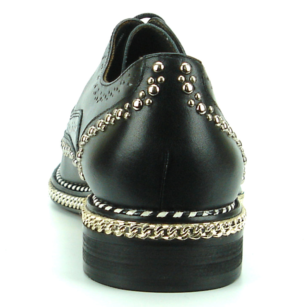 FI-7201 Black Genuine Leather Lace up Wing Tip Fiesso by Aurelio Garcia