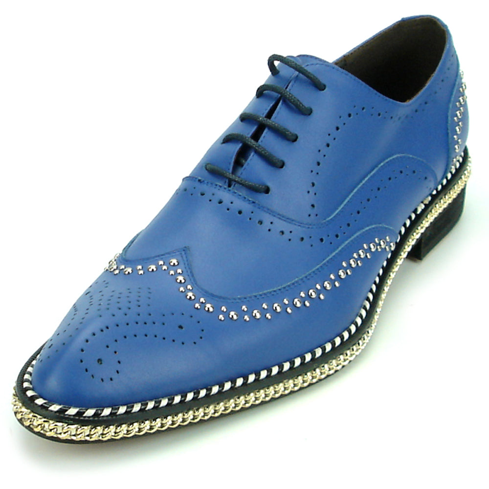 FI-7201 Blue Genuine Leather Lace up Wing Tip Fiesso by Aurelio Garcia