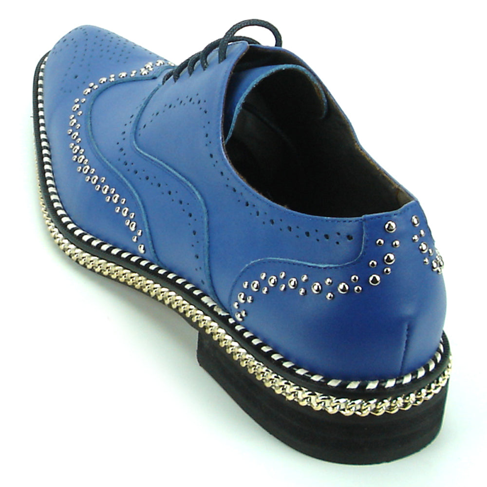 FI-7201 Blue Genuine Leather Lace up Wing Tip Fiesso by Aurelio Garcia