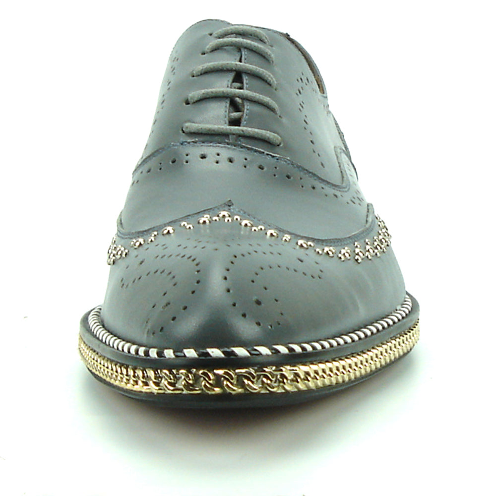 FI-7201 Grey Genuine Leather Lace up Wing Tip Fiesso by Aurelio Garcia