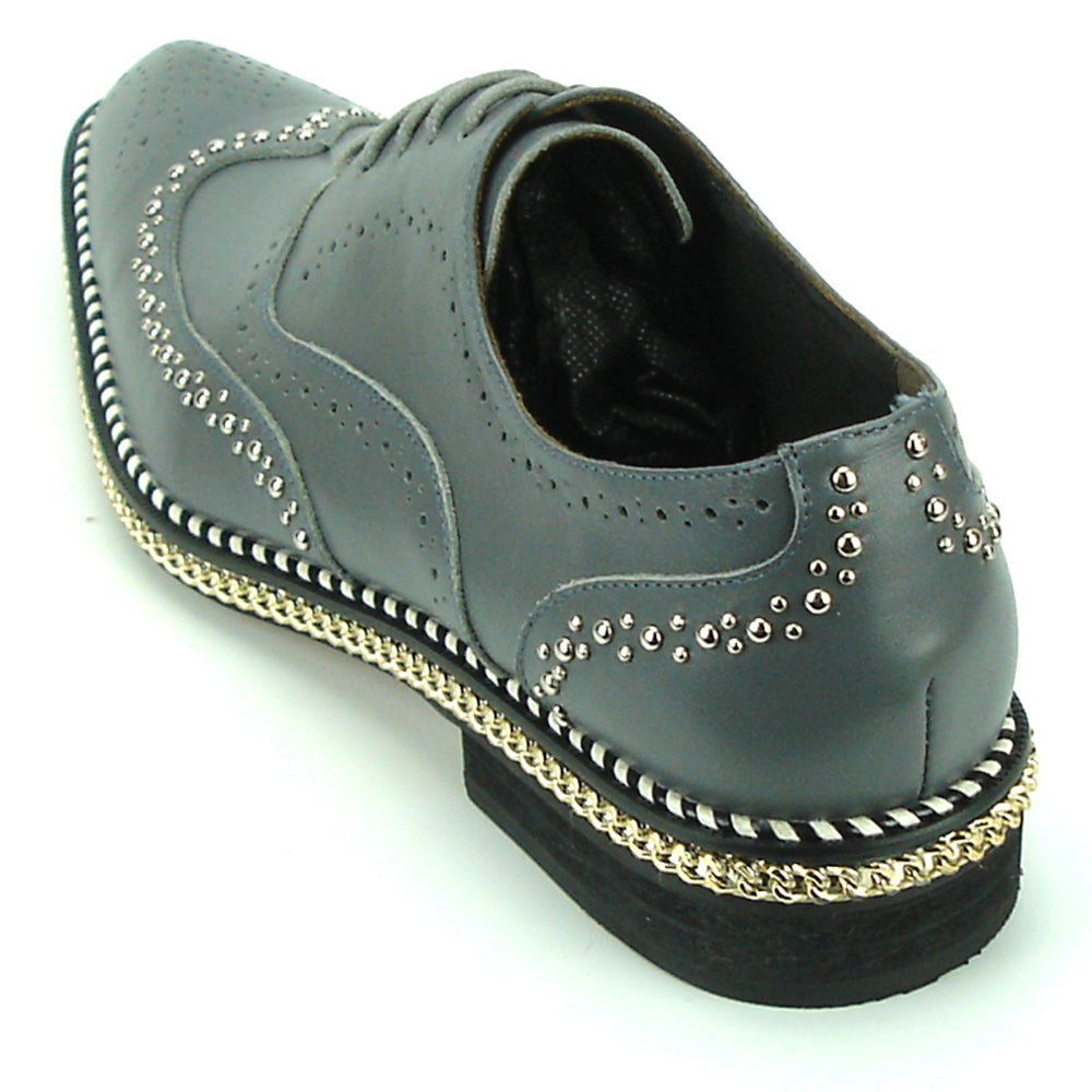 FI-7201 Grey Genuine Leather Lace up Wing Tip Fiesso by Aurelio Garcia