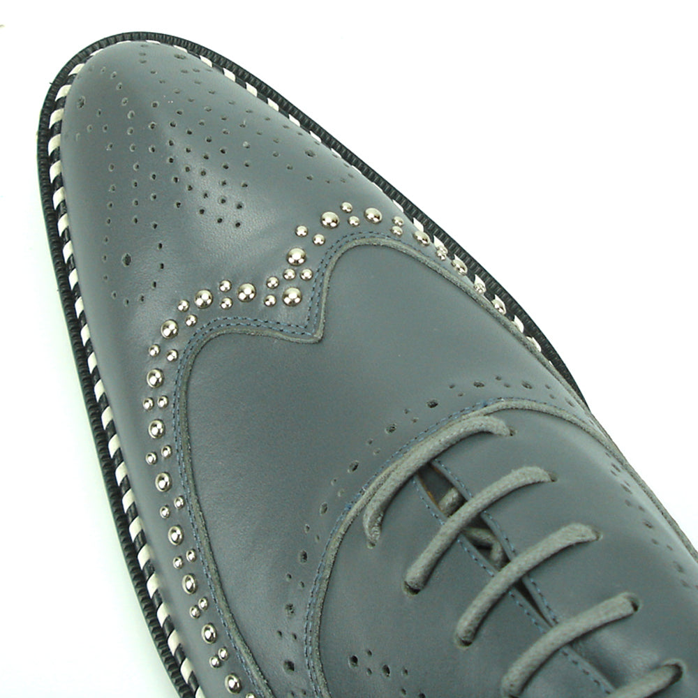 FI-7201 Grey Genuine Leather Lace up Wing Tip Fiesso by Aurelio Garcia