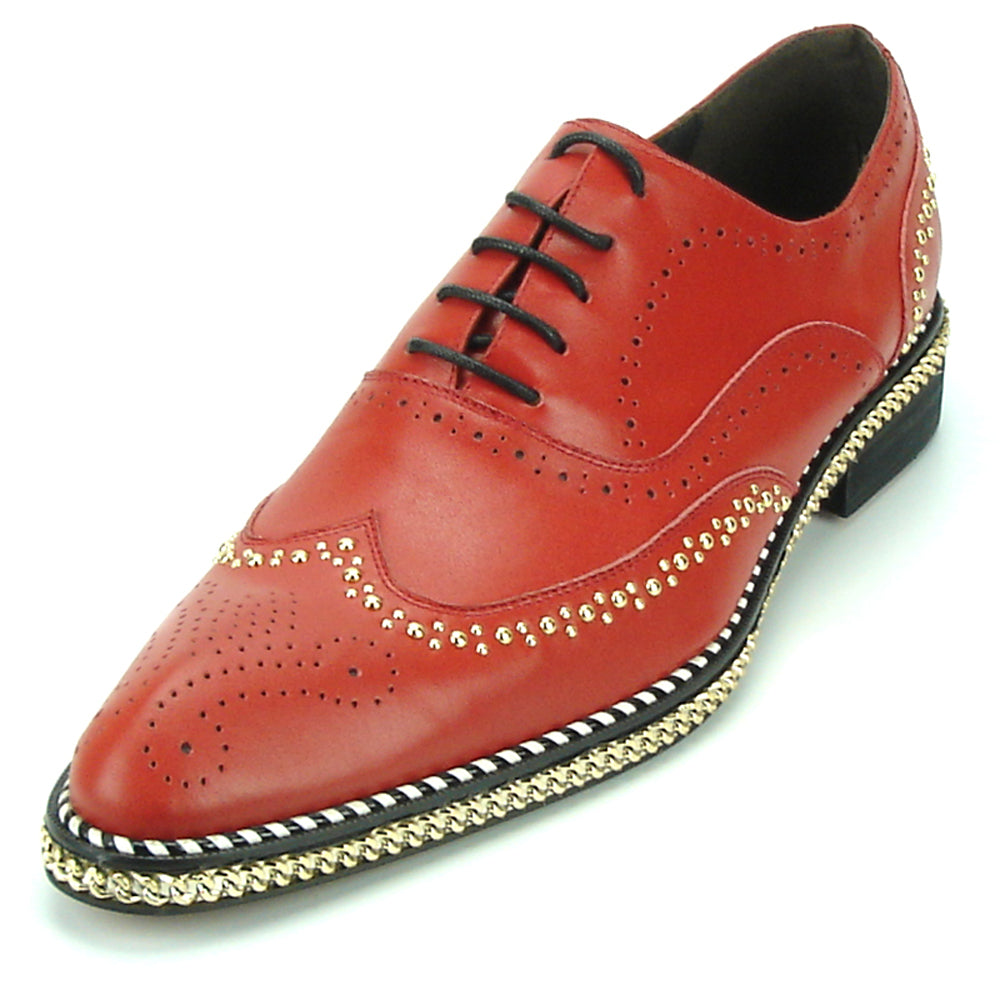 FI-7201 Red Genuine Leather Lace up Wing Tip Fiesso by Aurelio Garcia