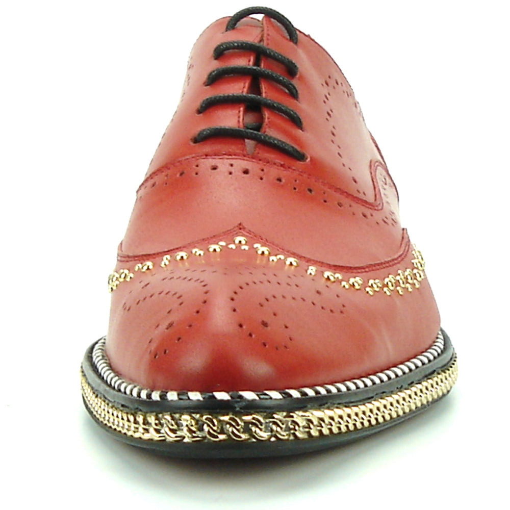 FI-7201 Red Genuine Leather Lace up Wing Tip Fiesso by Aurelio Garcia