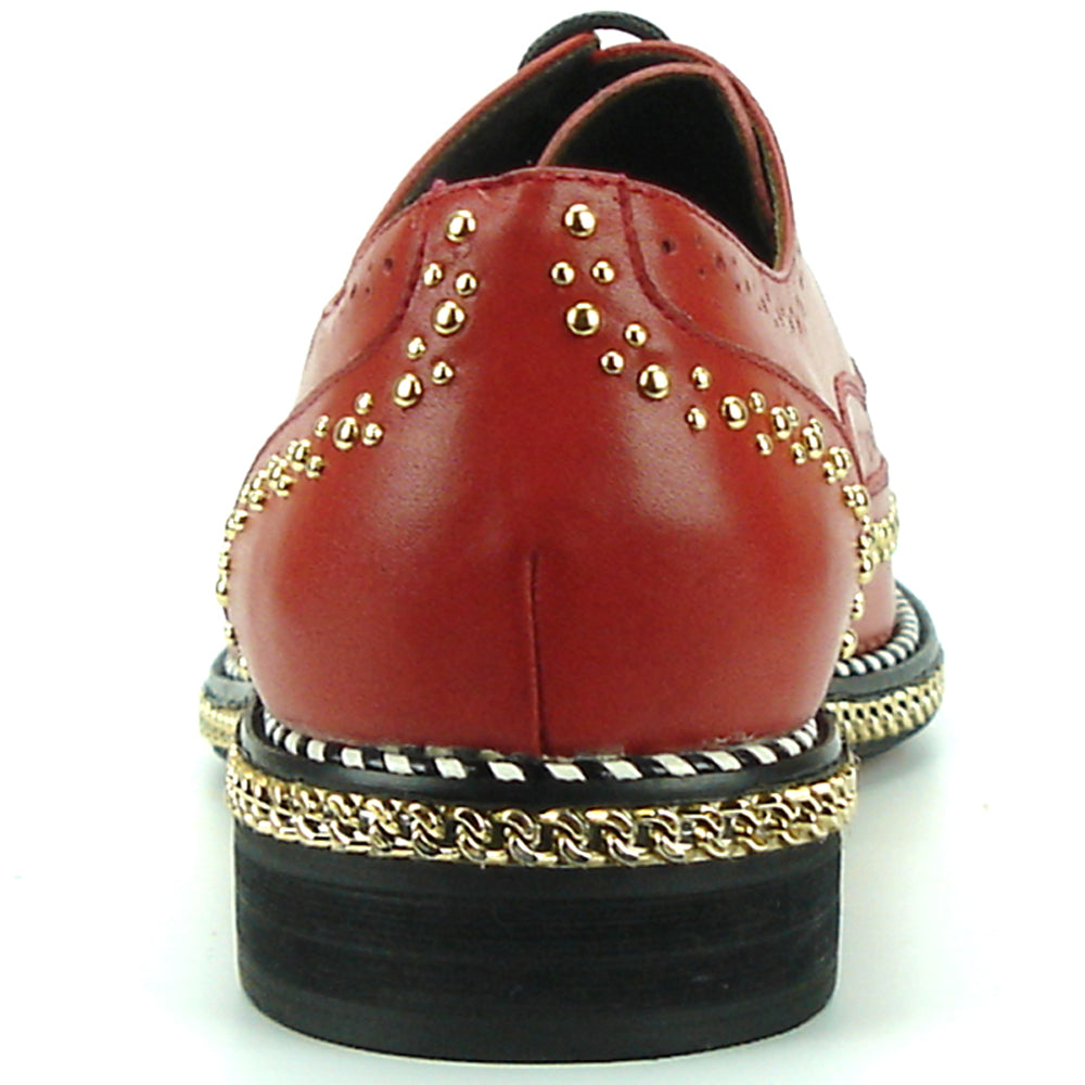 FI-7201 Red Genuine Leather Lace up Wing Tip Fiesso by Aurelio Garcia
