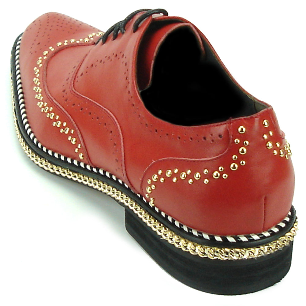 FI-7201 Red Genuine Leather Lace up Wing Tip Fiesso by Aurelio Garcia