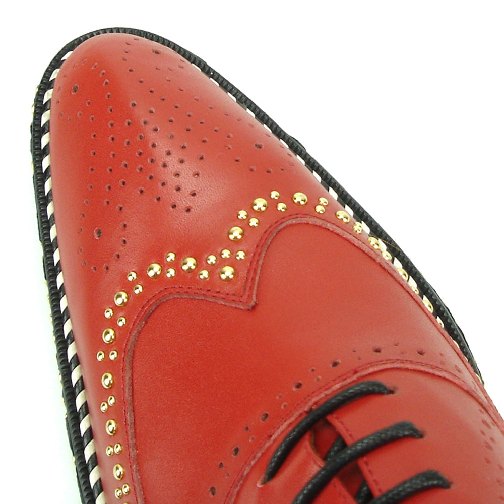 FI-7201 Red Genuine Leather Lace up Wing Tip Fiesso by Aurelio Garcia