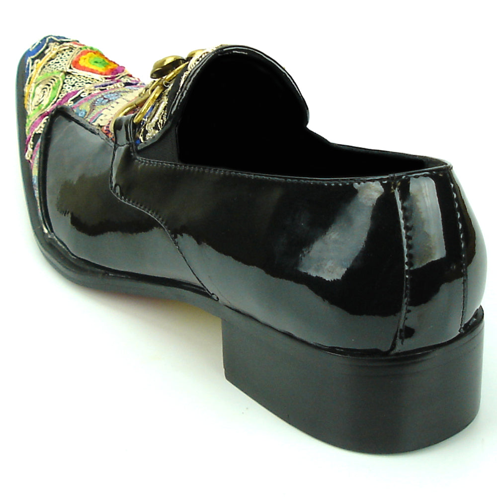 FI-7237 Black Leather Multi color Slip on Fiesso by Aurelio Garcia
