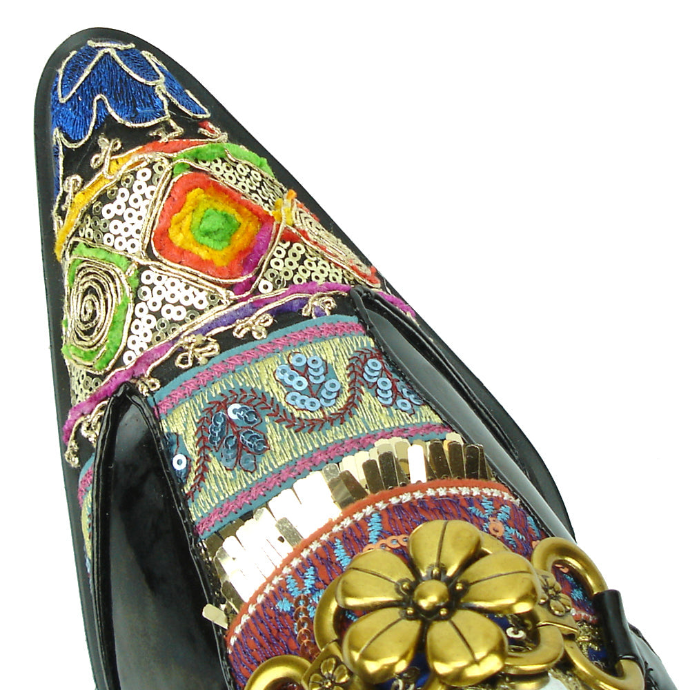 FI-7237 Black Leather Multi color Slip on Fiesso by Aurelio Garcia