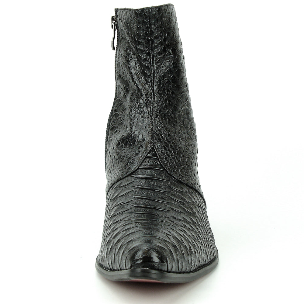 FI-7240 Black Snake Print Boot with side Zipper Fiesso by Aurelio Garcia