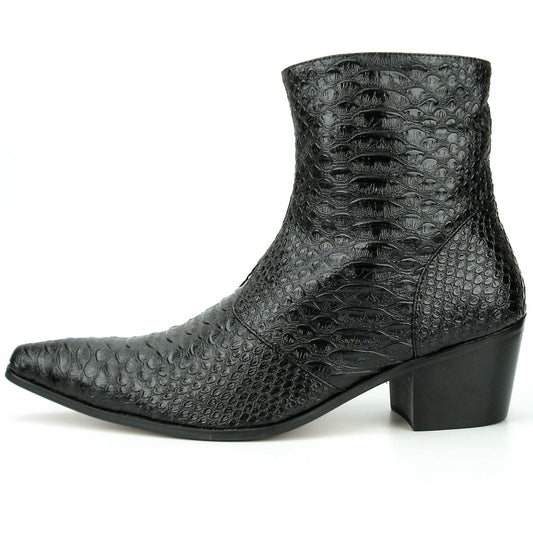 FI-7240 Black Snake Print Boot with side Zipper Fiesso by Aurelio Garcia