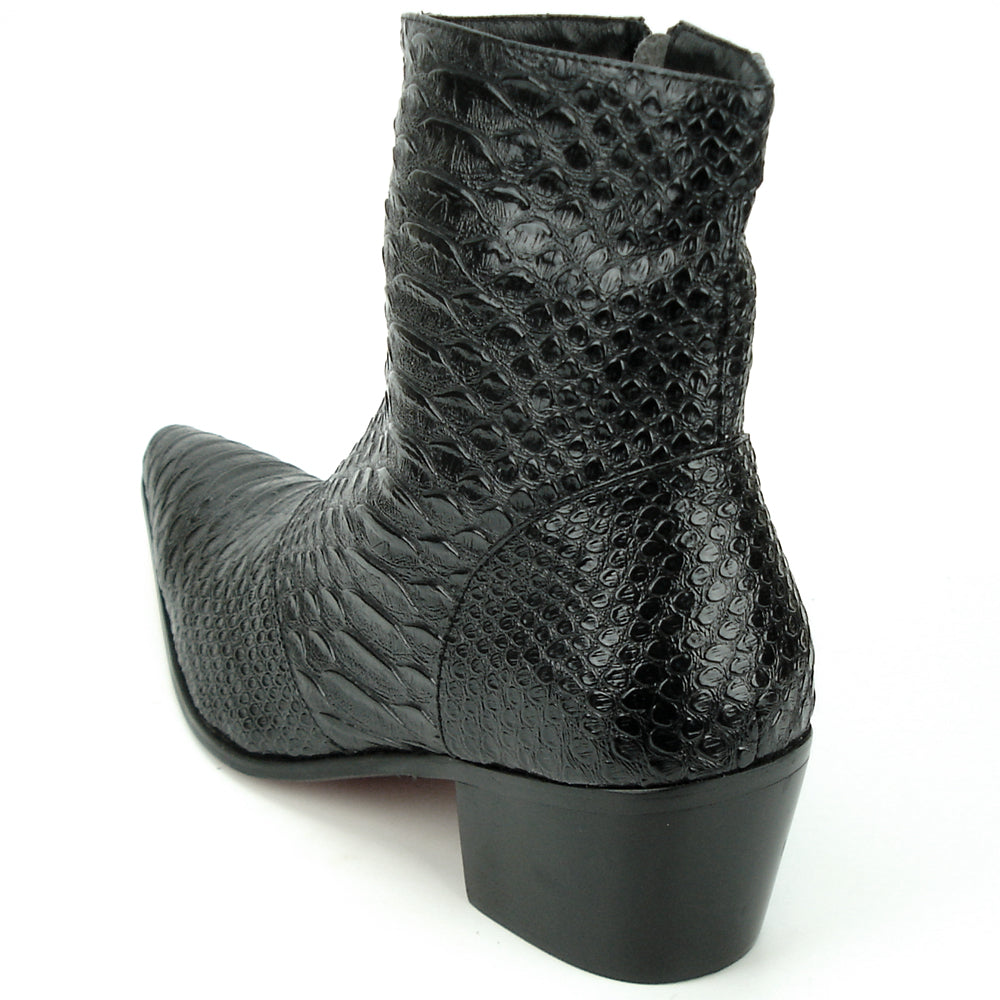 FI-7240 Black Snake Print Boot with side Zipper Fiesso by Aurelio Garcia