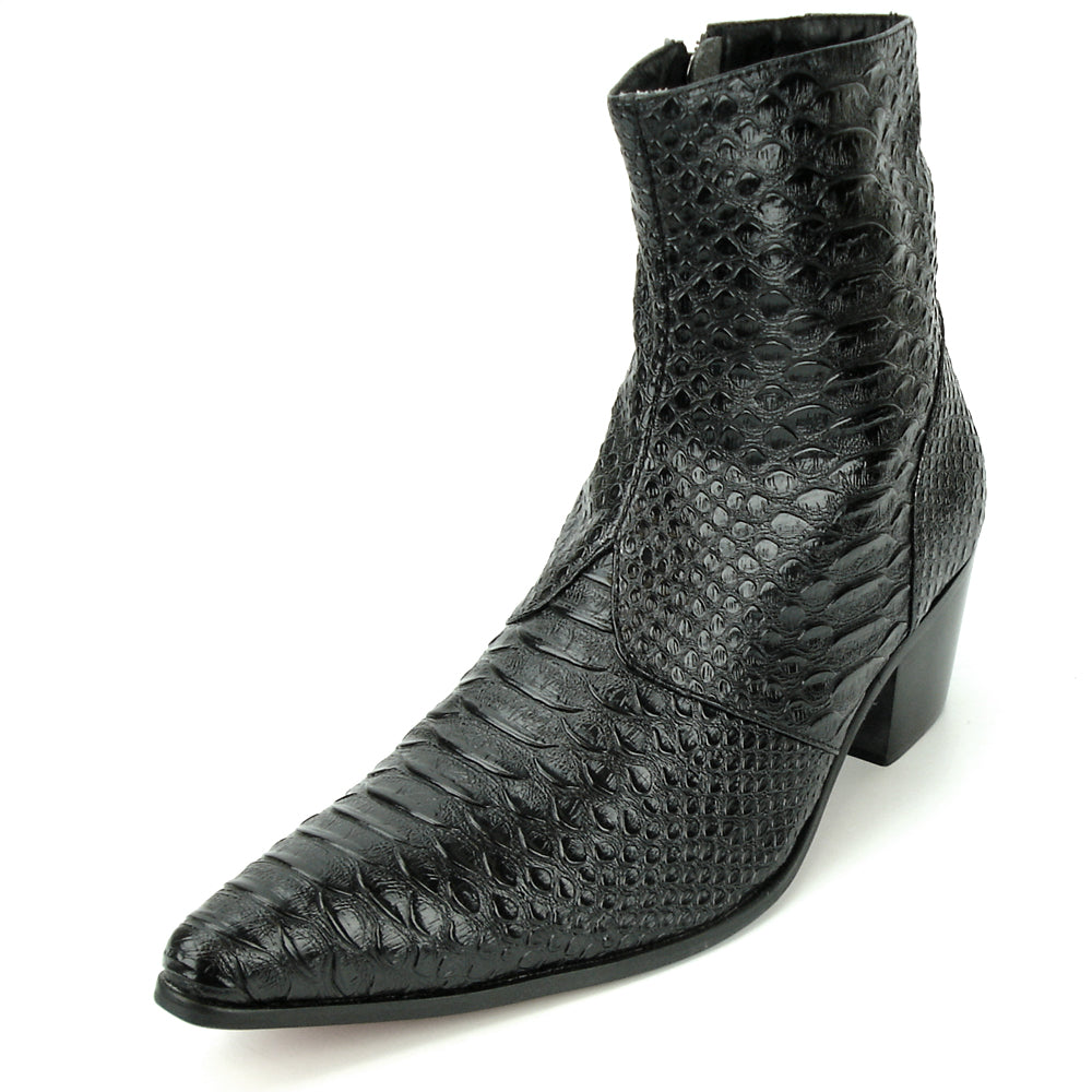 FI-7240 Black Snake Print Boot with side Zipper Fiesso by Aurelio Garcia