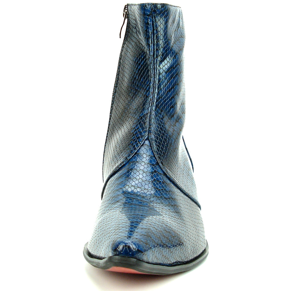 FI-7240 Blue Snake Print Boot with side Zipper Fiesso by Aurelio Garcia