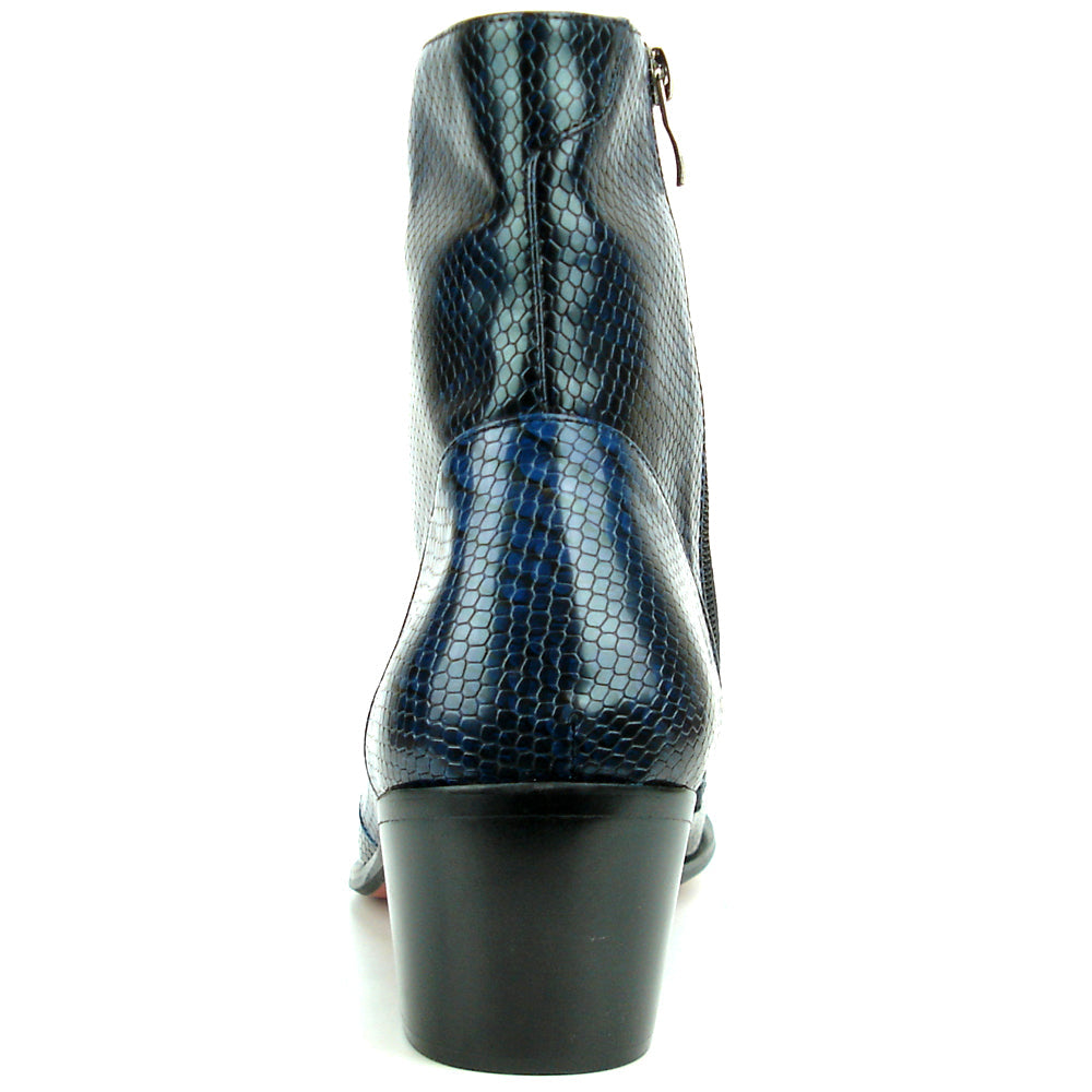 FI-7240 Blue Snake Print Boot with side Zipper Fiesso by Aurelio Garcia