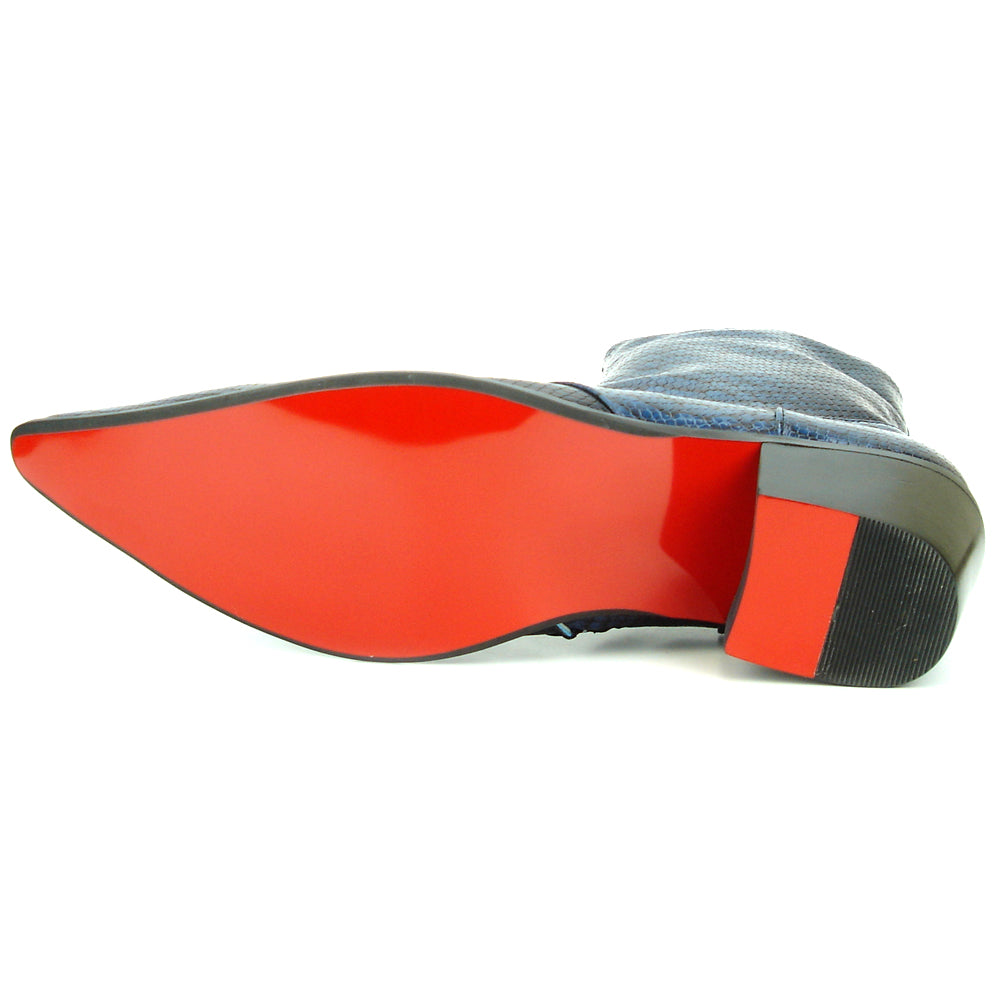 FI-7240 Blue Snake Print Boot with side Zipper Fiesso by Aurelio Garcia