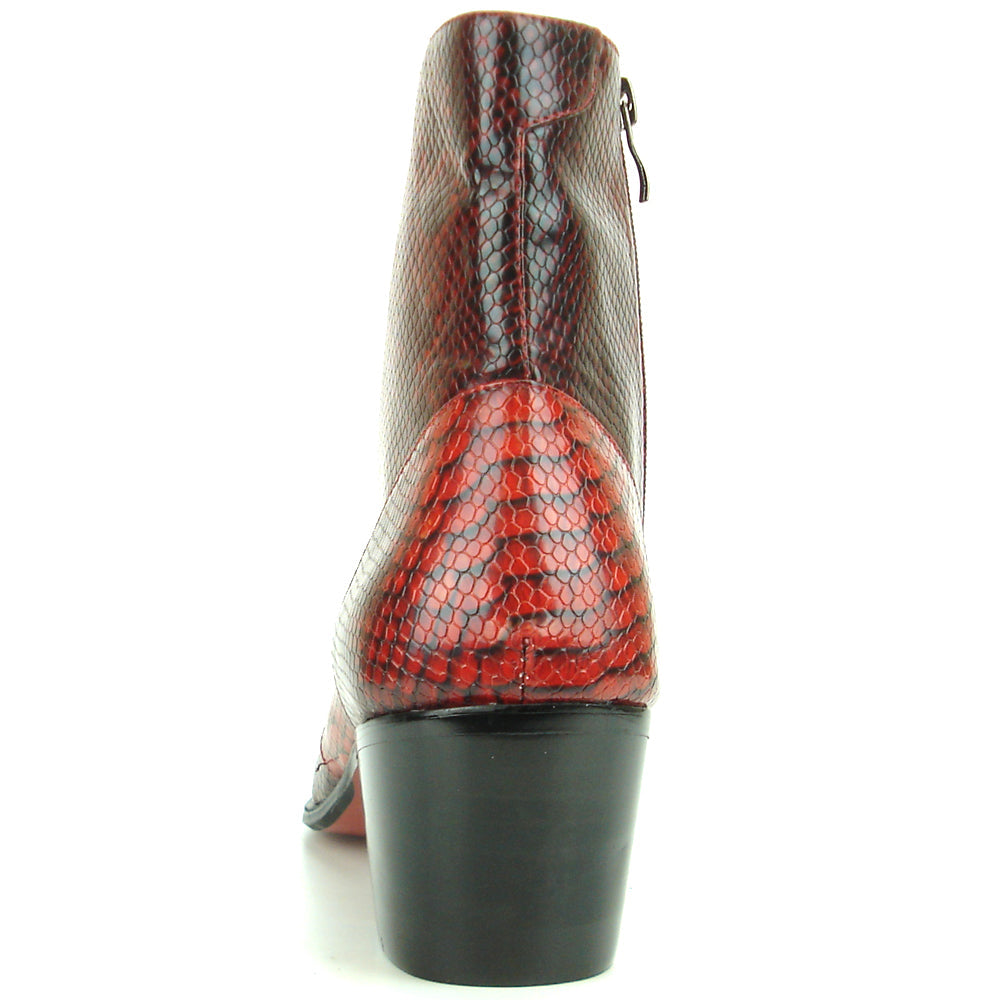 FI-7240 Red Snake Print Boot with side Zipper Fiesso by Aurelio Garcia