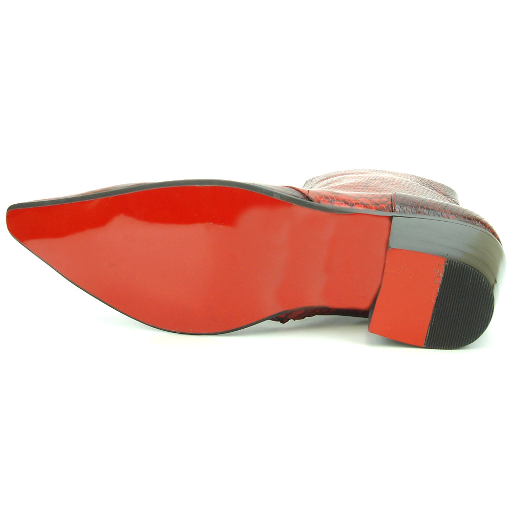 FI-7240 Red Snake Print Boot with side Zipper Fiesso by Aurelio Garcia