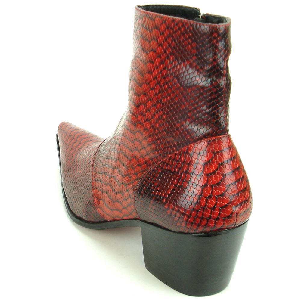 FI-7240 Red Snake Print Boot with side Zipper Fiesso by Aurelio Garcia