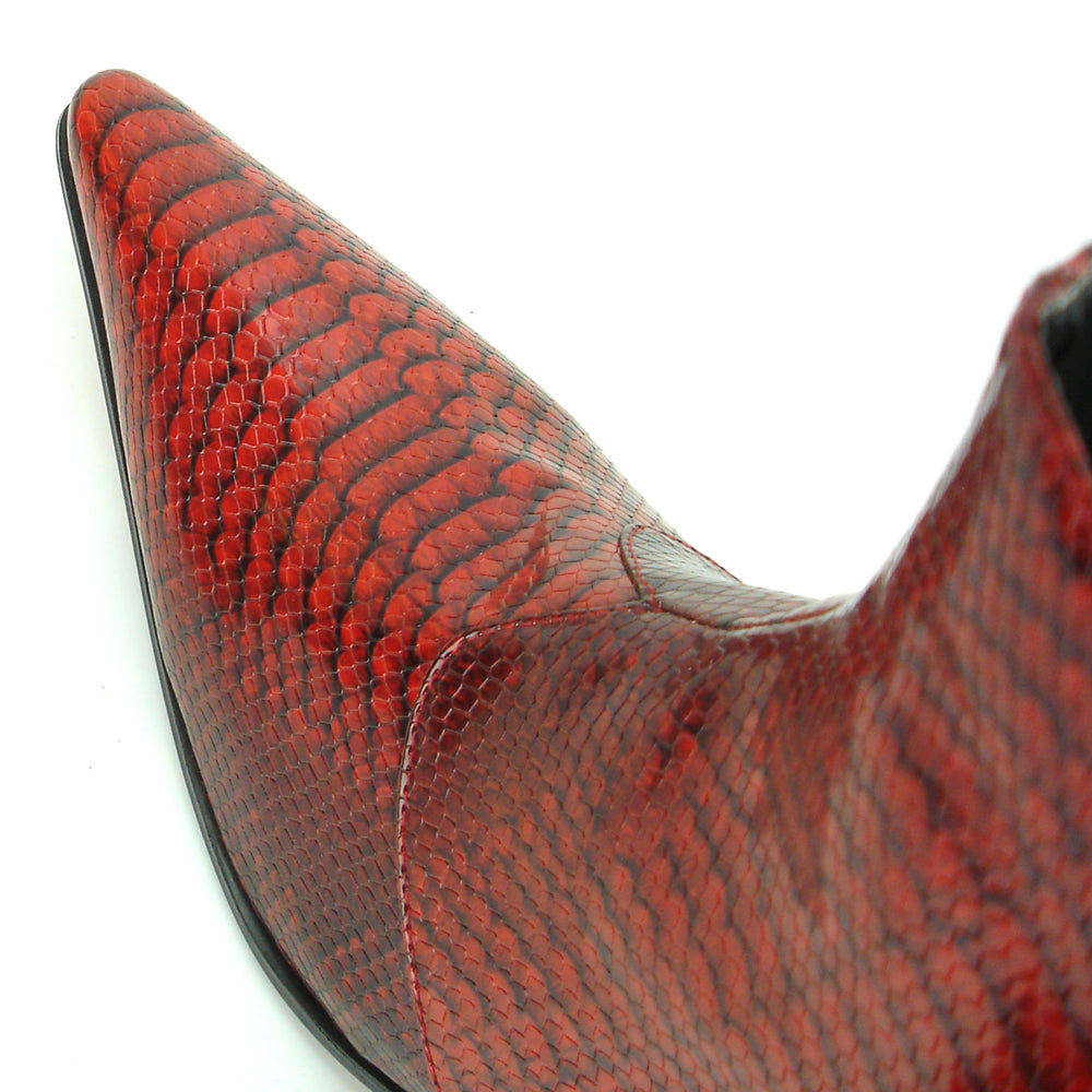 FI-7240 Red Snake Print Boot with side Zipper Fiesso by Aurelio Garcia