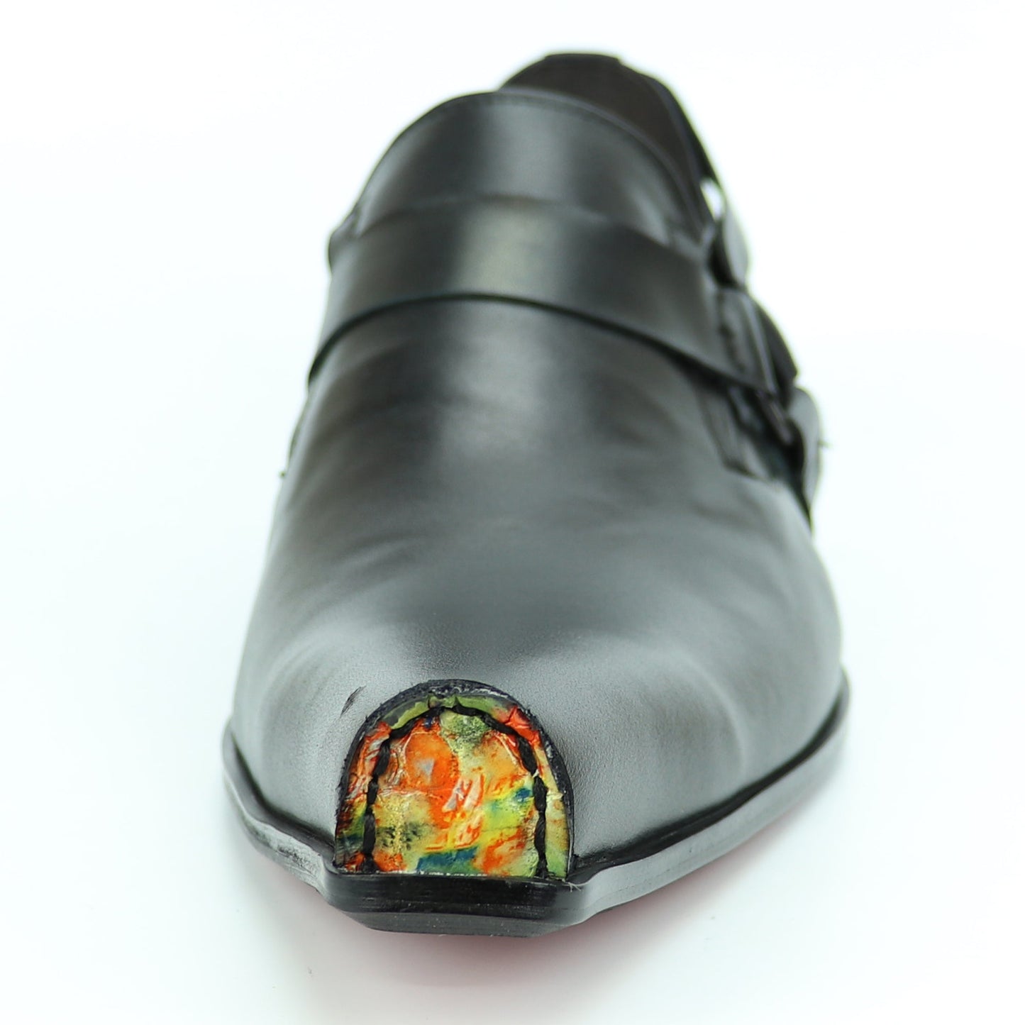 FI-7278 Black Leather Shoe Pointed Toe Slip on Fiesso by Aurelio Garcia